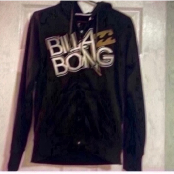 Billabong Black Hoodie with White and Gold Accents - Picture 1 of 5